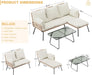 L-Shaped Outdoor Loveseat Sectional Set for Patio, Backyard, Porch with Thick Cushions, Detachable Lounger, Coffee Table