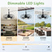 20" Black Outdoor Ceiling Fan with Light and Remote/App,3Cct 6 Speed Gazebo Fan Outdoor Hanging Hook,Ip65 Waterproof Plug in Ceiling Fan for Patios, Garage, Porch, Pergola,Canopy
