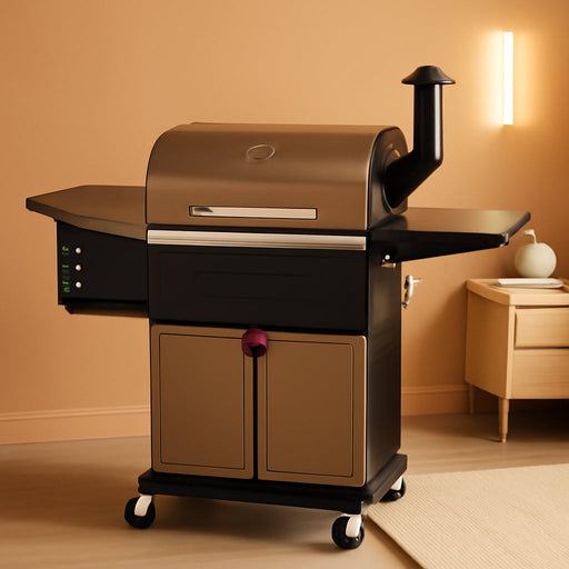 Wood Pellet Grill Smoker with PID Controller, 8-In-1 Master Sear BBQ Grill, Auto Temperature Control, Huge Storage Cabinet Side Shelf with Tool Hooks, 572 Sq in Cooking Area for Outdoor, 600D