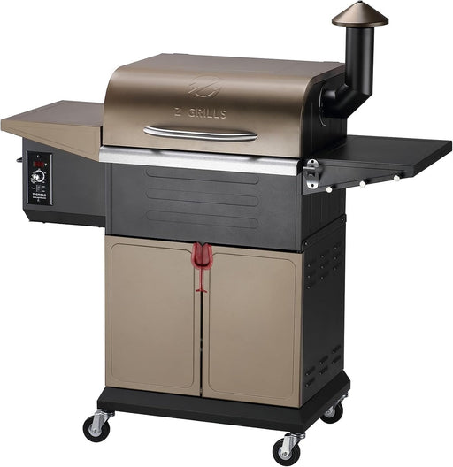 Wood Pellet Grill Smoker with PID Controller, 8-In-1 Master Sear BBQ Grill, Auto Temperature Control, Huge Storage Cabinet Side Shelf with Tool Hooks, 572 Sq in Cooking Area for Outdoor, 600D
