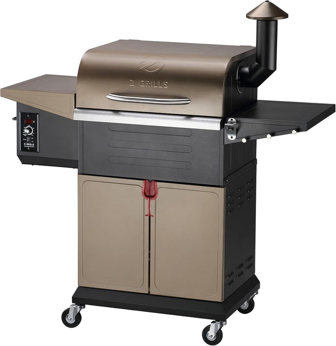 Wood Pellet Grill Smoker with PID Controller, 8-In-1 Master Sear BBQ Grill, Auto Temperature Control, Huge Storage Cabinet Side Shelf with Tool Hooks, 572 Sq in Cooking Area for Outdoor, 600D