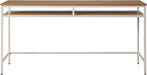 Modern 60-Inch Woodgrain Top Multipurpose Desk Table, Taupe Metal Frame with Oak Top Finish