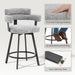 Counter Height Bar Stools with Full Back – Swivel Counter Stools Set of 2 with Linen Padded Back, Metal Footrest, Modern Barstools for Kitchen Counter, Island, Dining Room, Grey 24 Inch