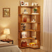 Industrial Corner Bookshelf 64.9 Inch Freestanding Wood