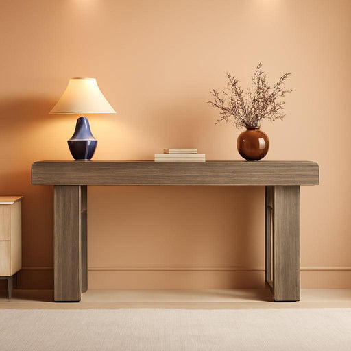 63-Inch Long Console Table, Wooden Rectangular Sofa Table behind the Couch, Farmhouse Entryway Table for Entrance, Hallway, Living Room (Grey)