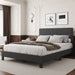 Queen Bed Frame,  Queen Size Dark Gray Upholstered Bed with Adjustable Headboard, Fabric Platform Bed Frame