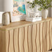 Fluted Buffet Cabinet with Storage, Kitchen Coffee Wine Bar Cabinet | Modern Sideboard Storage Cabinet with 3D Ripple Pattern Doors & Shelf for Dining Room,Living Room,Entryway, Natural, 57.9" W