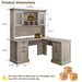 60-Inch L-Shaped Desk With Hutch LightRusticOakFinish