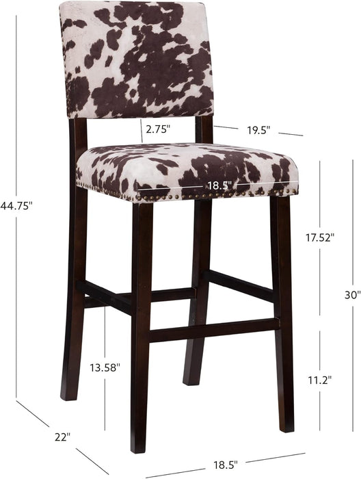 Udder Madness Corey Bar Stool, 19"W X 22.5"D X 44.75"H, Brown