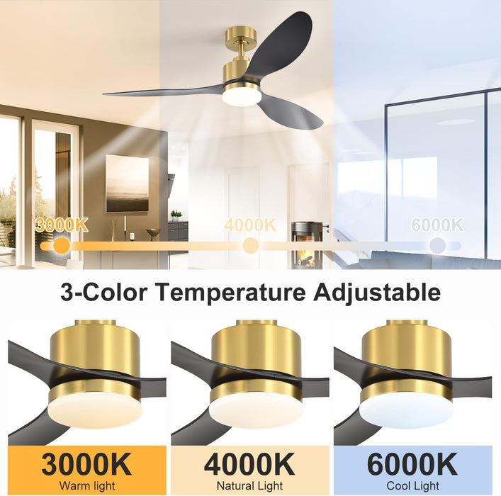 Contemporary 52 Inch Dc Motor Ceiling Fan With Remote