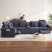 Oversized Modular Sectional Sofa with 2 Power Recliner, 5-Seater L-Shaped Corduroy Reclining Couch with Storage Console Charging Cup Holders, Fluffy Reclining Couches for Living Room,Grey