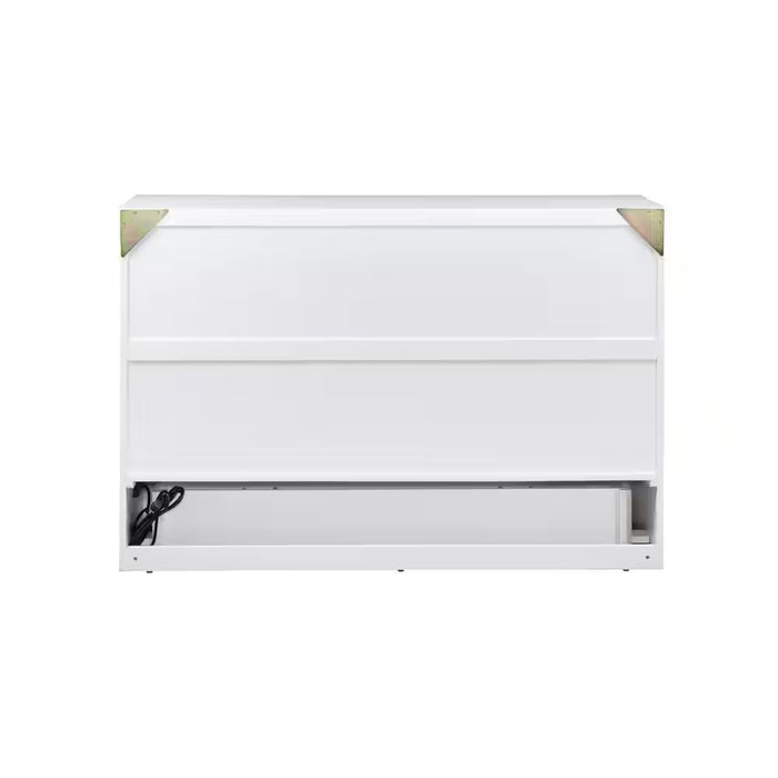 Deerfield Murphy Bed Chest Queen White with Charging Station