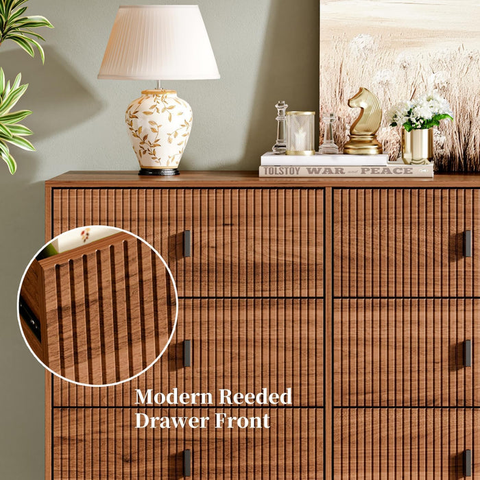 Walnut Nine Drawer Dresser Anti Tipping Reinforcement