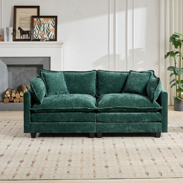 78Inch Green Modular Chenille Sectional Sofa Collection