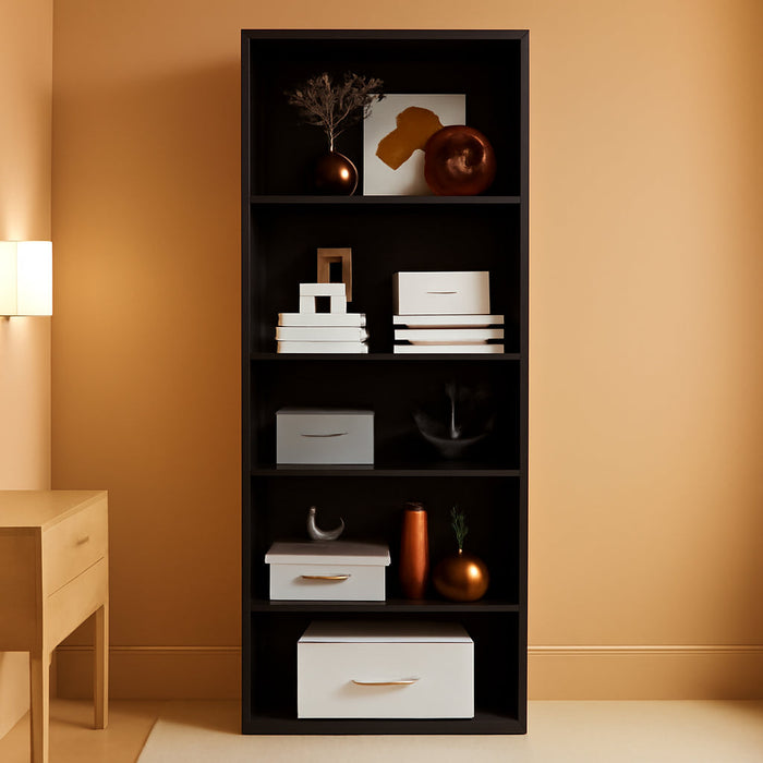 5-Tier Open Bookshelf and Bookcase, Floor Standing Display Storage Shelves for Living Room, Tall Book Shelf for Bedroom, Home Office, Dining Room, Black