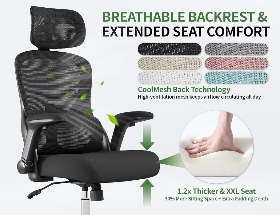 Ergonomic Office Chair - 330LBS Computer Desk Chair with Headrest&Lumbar