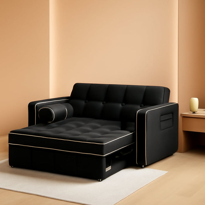 Charcoal Velvet Multifunctional Sleeper Sofa Bed USB