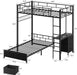 Black Twin Over Twin Bunk Bed WithDeskChargingStation