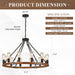 Farmhouse Wood Wagon Wheel Chandelier 12-Light 31.5" Light Fixture