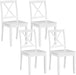 Wood Dining Chairs Set of 4 White, Armless Kitchen Chair W/Rubber Wood Legs & Curved Backrest, Farmhouse Cross Back Diner Chair, Wooden Side Chairs for Home Dining Room, Load 400 LBS