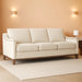 Beige ThreeSeater Upholstered Sofa With Nailhead Trim
