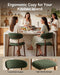 Metal Bar Stools Set of 3, 26″ Counter Height Bar Stools with Backs, Mid Century Modern Upholstered Barstools for Kitchen Island, Dining Room, Green