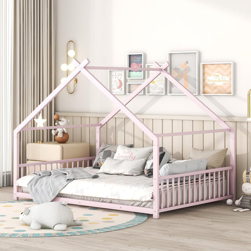 Metal Full Size Bed Playhouse Roof MontessoriStyle