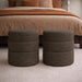 Upholstered round Ottoman (No Lid, Seat Only) |  Home Décor | round Pouf Foot Rest – Dark Brown Boucle