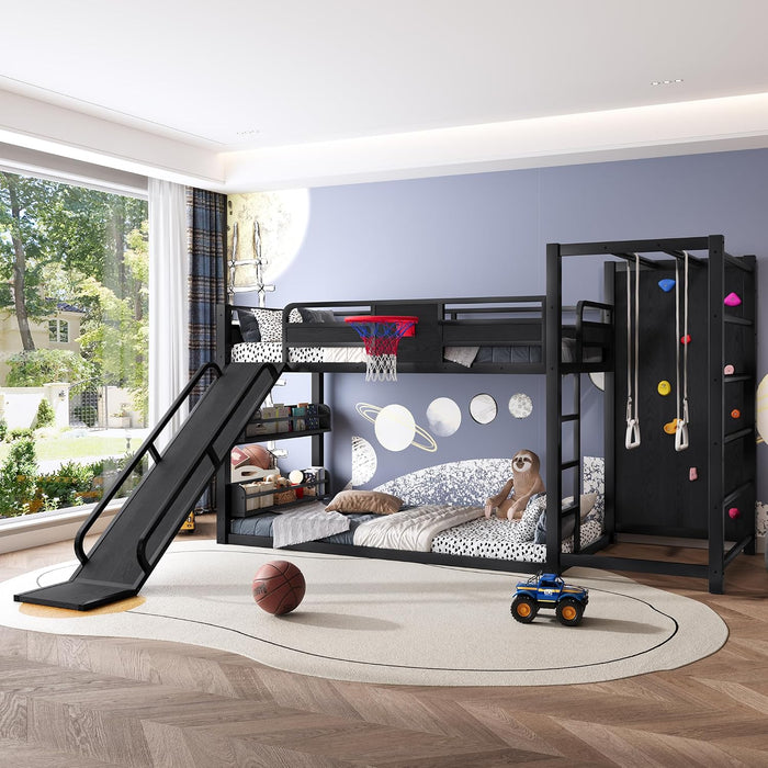 Twin Size PowderCoated Black IndustrialGrade Bunk Bed