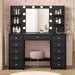 Black Vanity Desk with Mirror and Lights, 11 Drawers, 43.3", Power Strip | Vanities with Storage, 6 Open Shelves, Makeup Dressing Table with 3 Color Modes, Bedroom, Women, Girls, Small Space