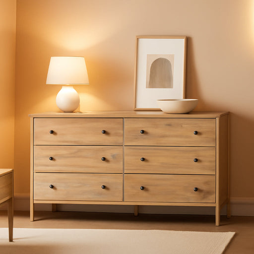 Greenport 6-Drawer Bedroom Dresser, Solid Wood with a Brushed Driftwood Finish