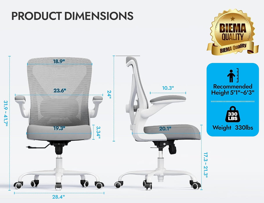 Office Chair: 330LBS Mesh Ergonomic Desk Chair Comfy with 3D Lumbar& Swivel