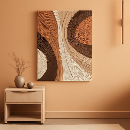 Hand-Painted Thick Textured 3D Curve in Plaster Abstract Neutral Wall Art, Contemporary Minimalist Canvas Oil Painting Wall Decor,Home Decorative Art Painting