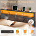 Queen Bed Frame with Storage Headboard, 6 Drawers, LED & Charging