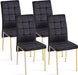 Velvet Dining Chairs Set of 4, Modern Upholstered Fabric Kitchen Chairs, Dining Room Chairs with Golden Metal Legs for Kitchen & Living Room, Black