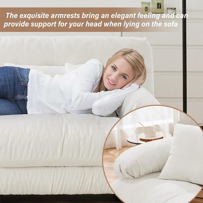 Modern Living Room Velvet Recliner Sofa, Loveseat Sofa for Apartment, Solid Wood Frame, Easy to Install (94.4 Inch,White)