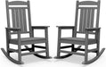 Outdoor Rocking Chair Set of 2, Oversized Patio Rocking Chair, Gray