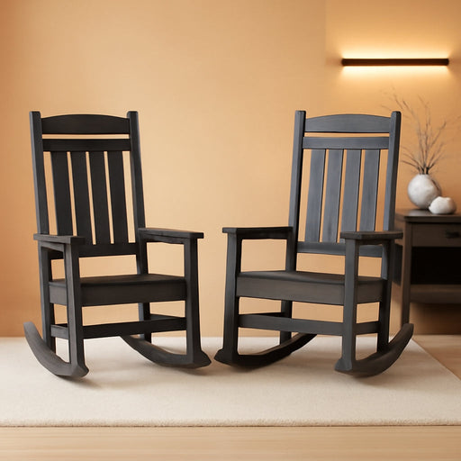 Outdoor Rocking Chair Set of 2, Oversized Patio Rocking Chair, Gray