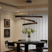 Black 3-Light Solid Wood Linear Pendant Chandelier
