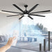 72 Inch Large Black Industrial Ceiling Fans with Lights and Remote,8 Aluminium Blade Modern Indoor/Outdoor Ceiling Fans for Patios Living Room Bedroom Porch,Reversible Quiet DC Motor 6 Speed,3 CCT