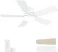 42 Inch White Ceiling Fans with Lights and Remote, LED Low Profile Flush Mount Ceiling Fan for Bedroom, Living Room, Patio, Quiet DC Motor, 5 Blades