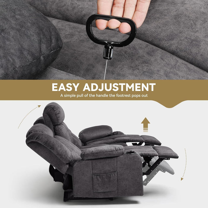 Loveseat Recliner Sofa,Fabric Home Theater Seating Seats,Rv Manual Reclining Chair with Bluetooth Speakers,Living Room Furniture Set