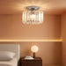 Crystal Semi Flush Mount Ceiling Light Fixture, Modern Small Silver Chandelier for Hallway Foyer Entryway Walk-In Closet Bedroom, Fit E26 Base Bulbs, 1-Light, 8.5Inch