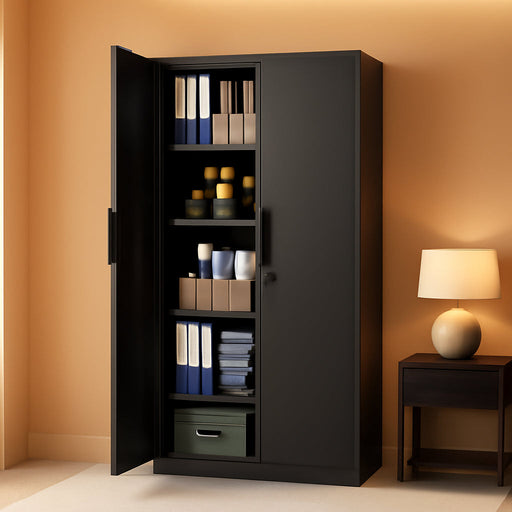 Black Industrial Grade Locking Steel Storage Cabinet