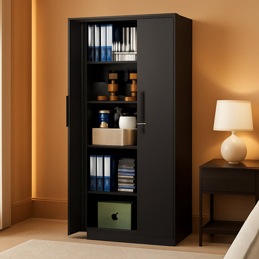 Black Powdercoated Steel Storage Cabinet Lock 71Inch