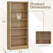 Oak 72.5-Inch Tall Bookshelf With Adjustable Shelves