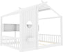White Full Size Floor Bed Playhouse StorageShelves