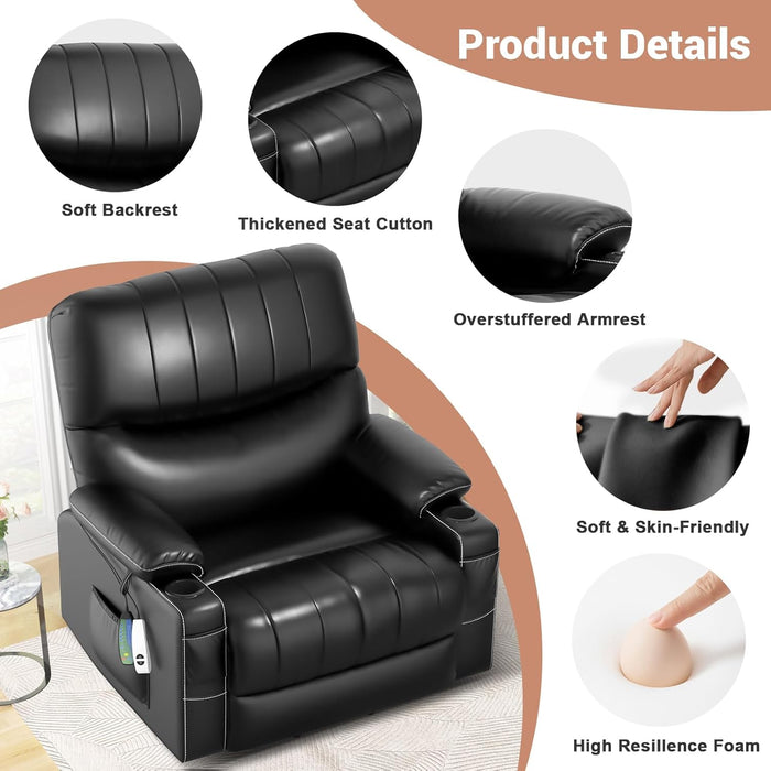 Large Lift Chair with Heat, Massage, & USB