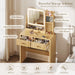 Fluted Vanity Desk with Mirror and Lights, Small Makeup Vanity with 2 Drawers and Jewelry Storage Cabinet, 3 Lighting Modes Adjustable Brightness, Dressing Table for Bedroom - Natural Oak