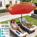 7.5FT Patio Umbrella Table Market Umbrella W/Tilt and Crank Heavy-Duty round Outdoor Umbrellas for Garden, Deck, Backyard,And Pool, Red